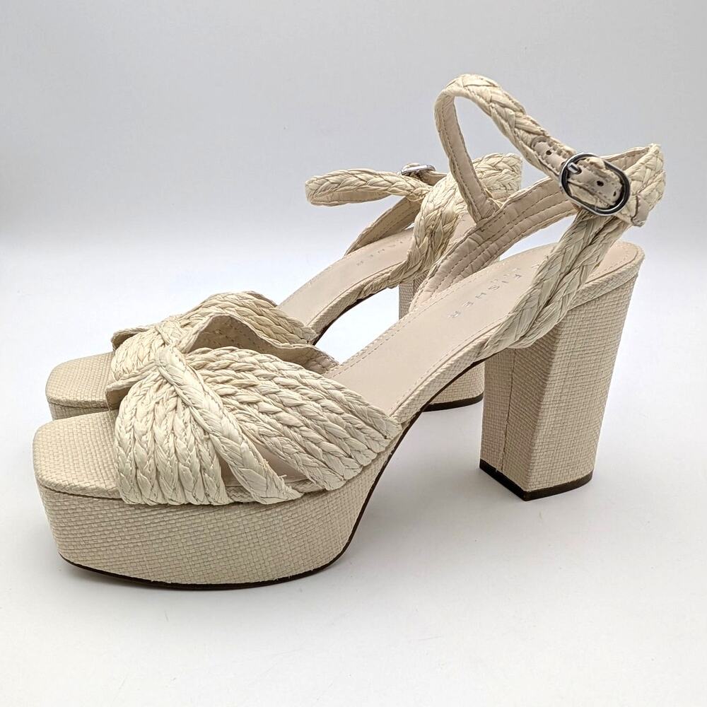 Marc Fisher Chela Platform Raffia Sandal Women's Natural Size US11M EU41.5